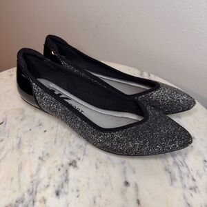 Anne Klein Flats Size 6 M Fabric Upper Silver glitter Shoes MAKE ME AN OFFER!
